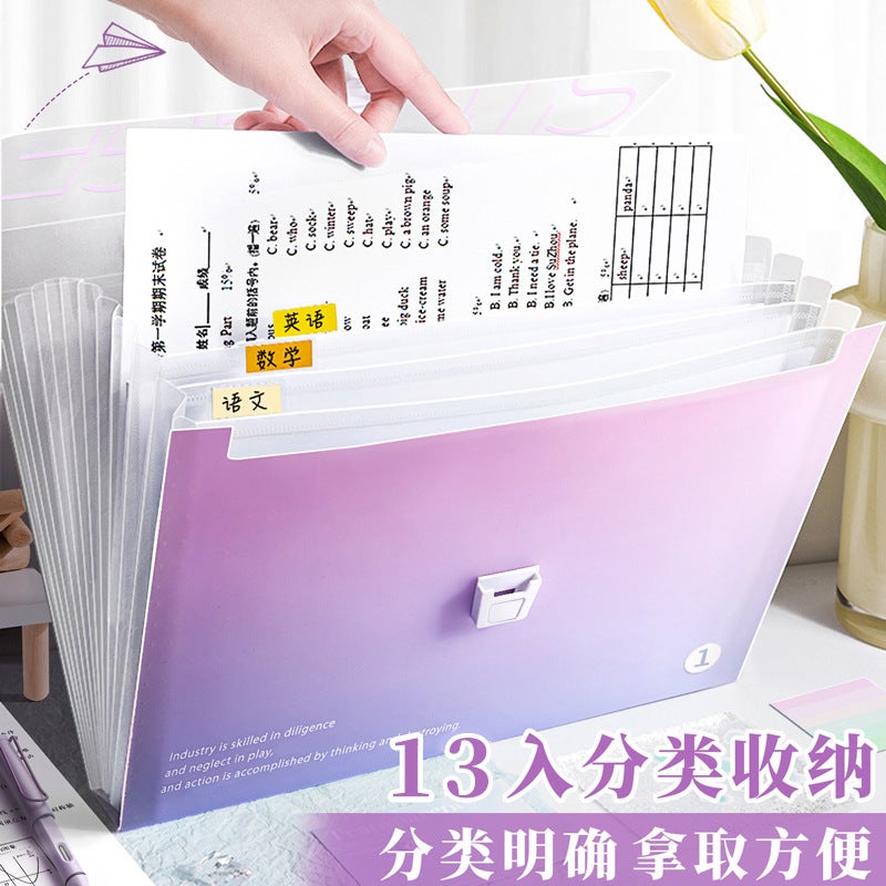 A4 Satchel Folder Test Paper Bag Multi-Layer Large Capacity Primary School Students Special Hand-Held Accordion Bag Paper Storage Bag - Image 3